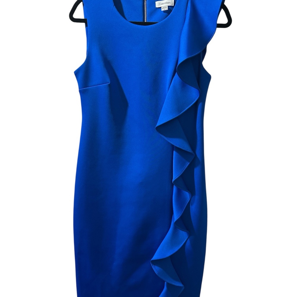 Calvin Klein Royal Blue Midi Dress with Ruffle